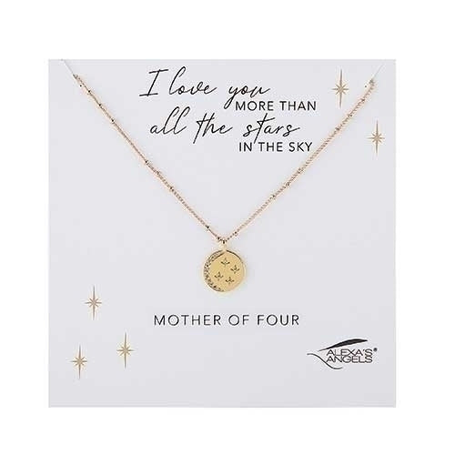 Mother of Four Moon and Stars Necklace