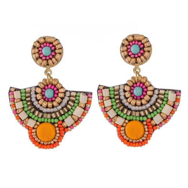 Multi-Color Multi-Beaded Drop Earrings