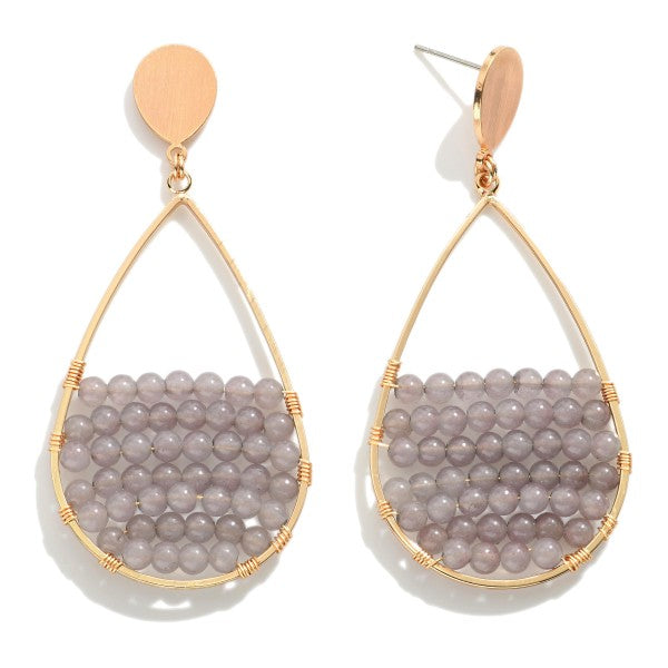 It's All Joy Gray Teardrop Beaded Earrings