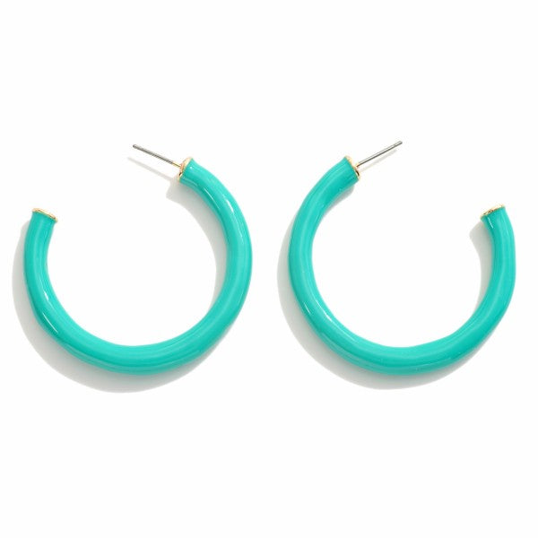 Turquoise Enamel Hoop Earring