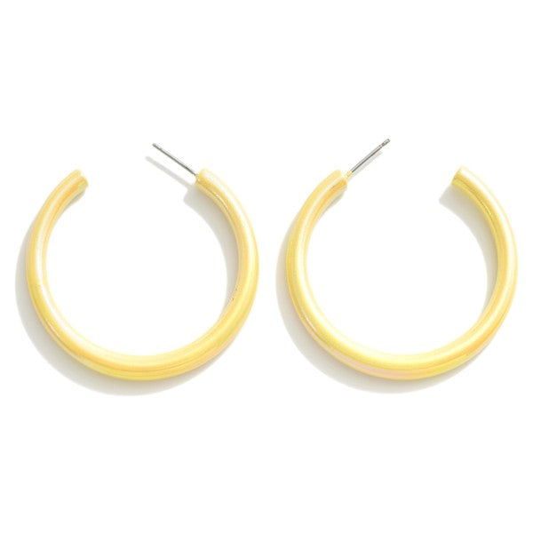 Yellow Iridescent Hoop Earrings