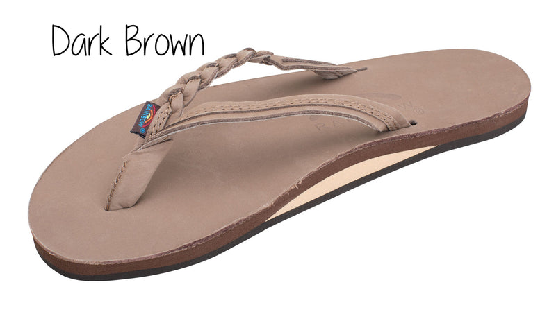 Flirty Braidy Ladies' Rainbow Sandals - Dark Brown