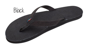 Hemp Ladies' Narrow Strap Single Layer Rainbow Sandals - Black