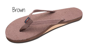 Hemp Ladies' Narrow Strap Single Layer Rainbow Sandals - Brown