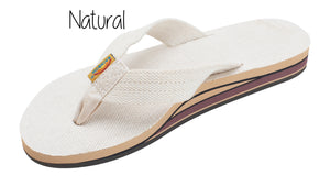 Hemp Ladies' Wide Strap Double Layer Rainbow Sandals - Natural