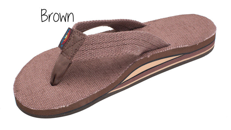 Hemp Ladies' Wide Strap Double Layer Rainbow Sandals - Brown