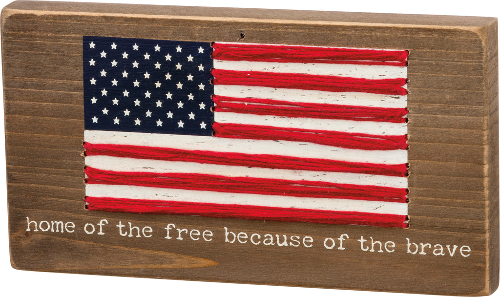 Home of the Free Stitched Block Sign