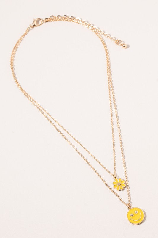 Layered Smile Flower Necklace