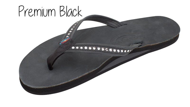 Rainbow Willow Ladies Double Layer Premier Leather Sandal with Arch Support  - Black | WakeHouse.com