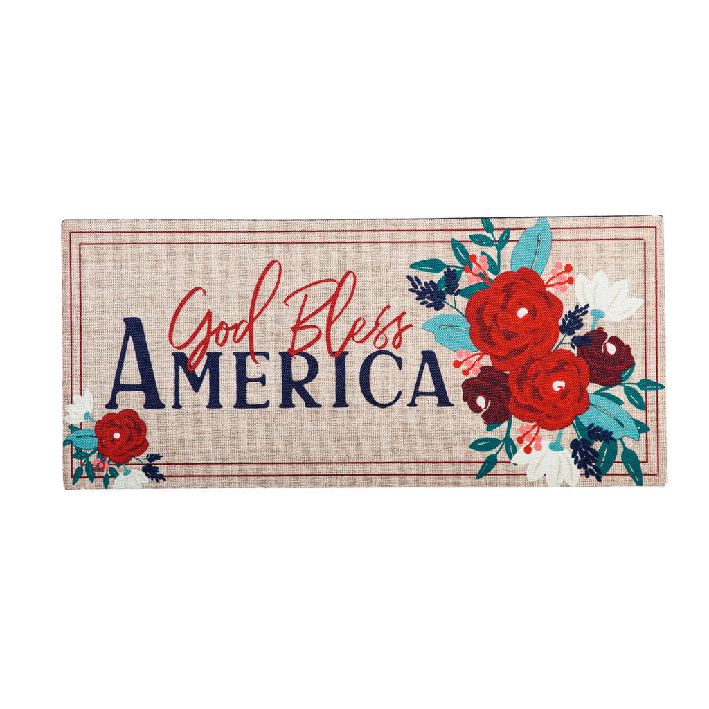 Patriotic Floral God Bless America Sassafras Switch Mat