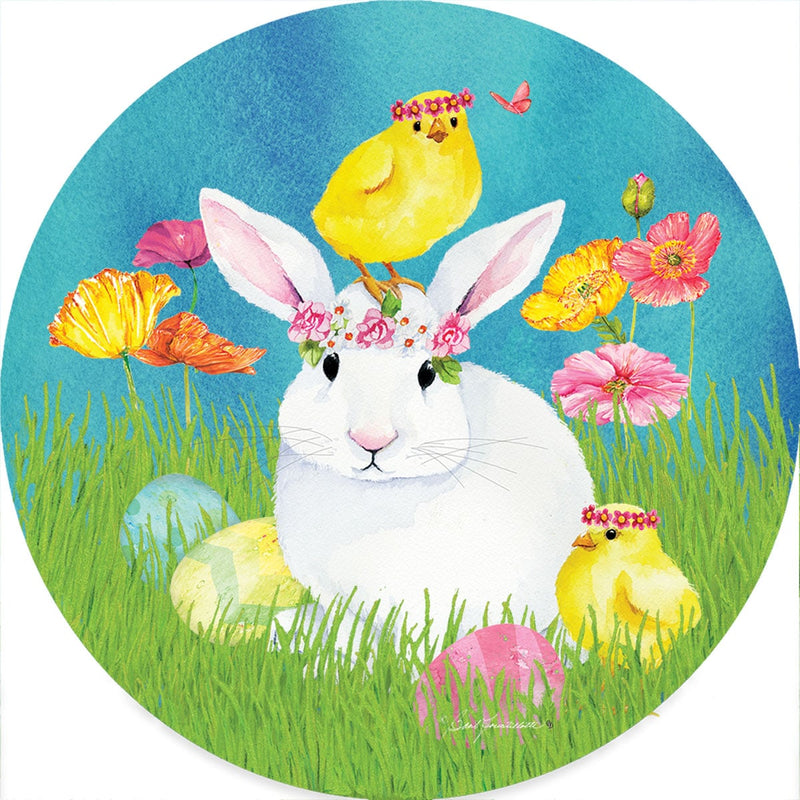 Floral Bunny & Chick Accent Magnet