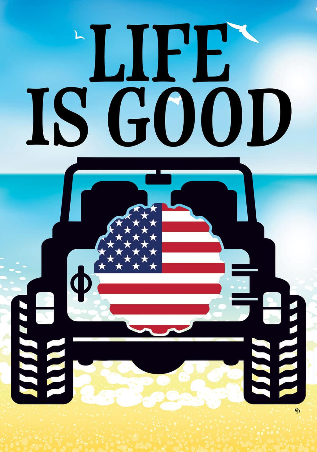 Beach Jeep Garden Flag