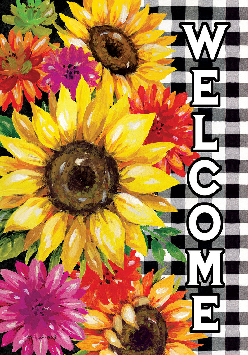 Gingham Sunflowers Garden Flag