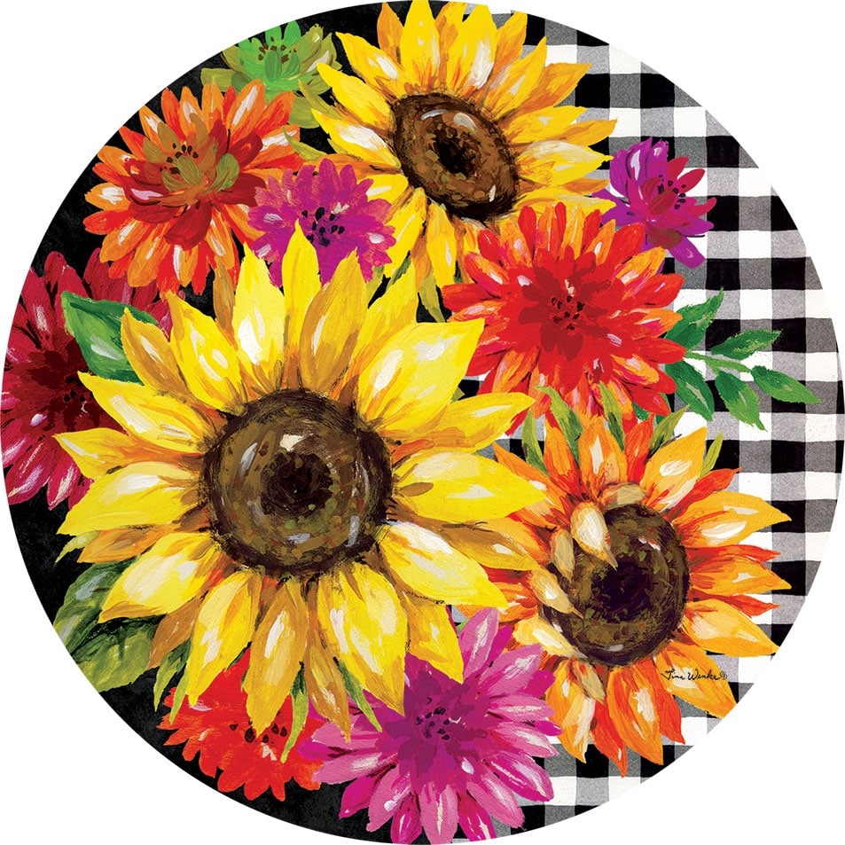 Gingham Sunflowers Accent Magnet