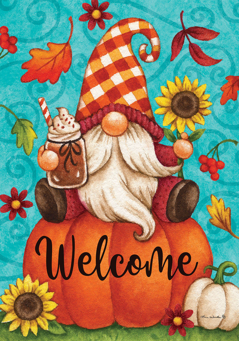 Pumpkin Gnome Garden Flag