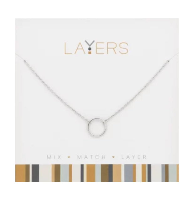 Open Circles Layers Necklace in Silver
