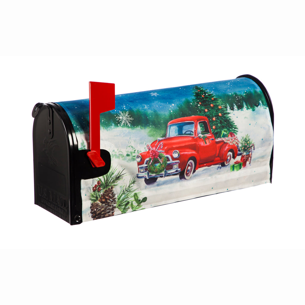 Christmas Farm Pickup Mailbox Cover