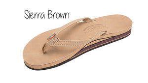 Premium Leather Ladies' Narrow Strap Double Layer Rainbow Sandals - Sierra Brown