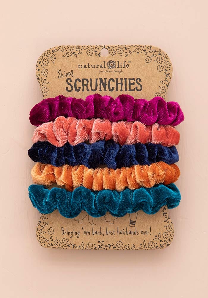 Set of 5 Bright Velvet Scrunchies