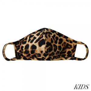 KIDS Reusable Leopard Print TShirt Cloth Face Mask with Seam