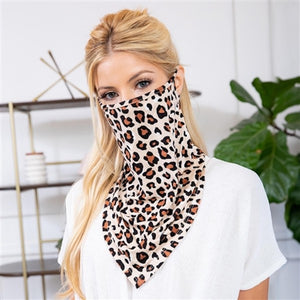 Leopard Print Face Shield Mask with Ear Loops