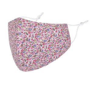 Tiny Floral Print Washable & Reusable Fashion Face Mask with Seam & Adjustable Earloop - Pink