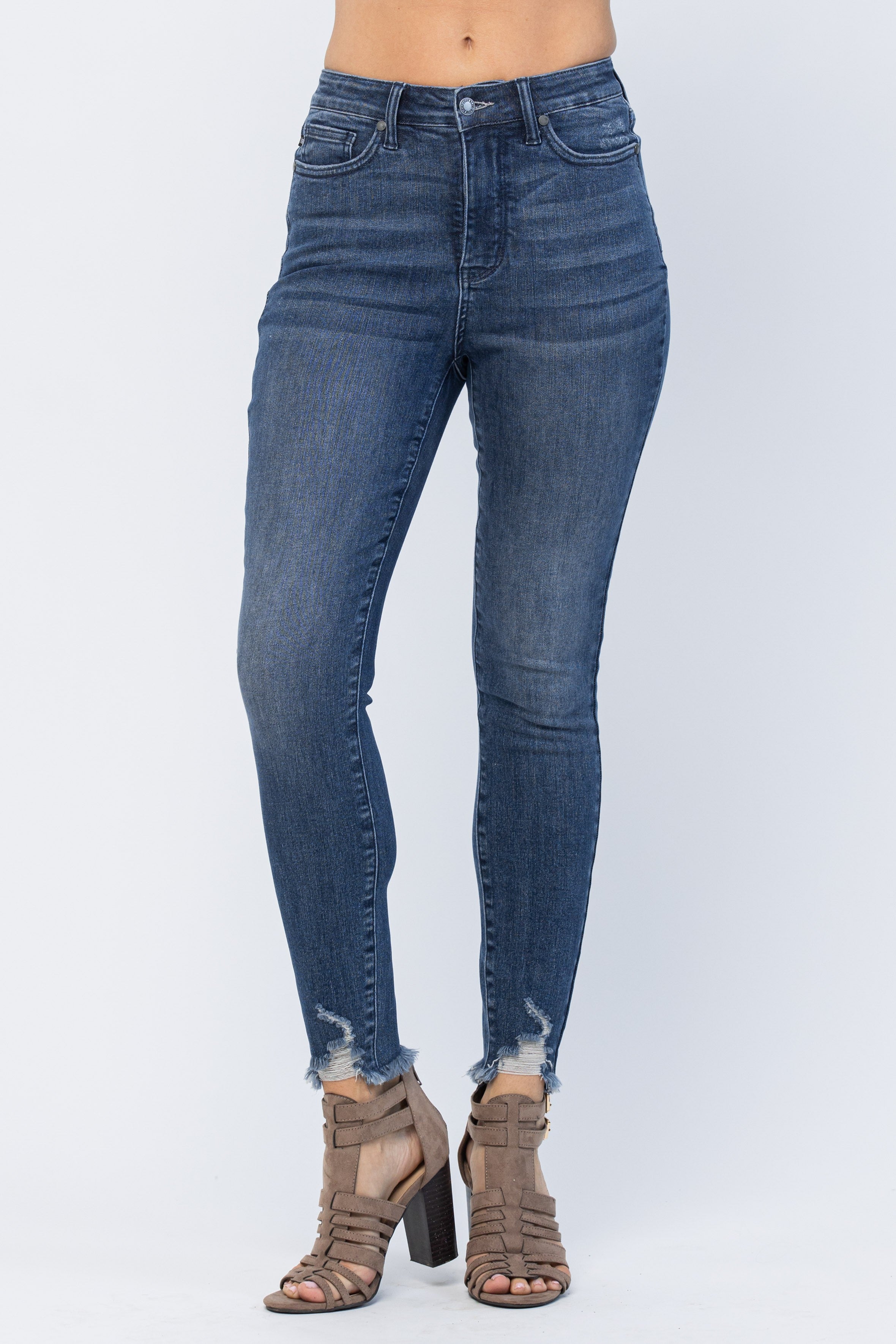 Sweet Sassafras Boutique Mid Rise Pull On Crop Skinny Jeans