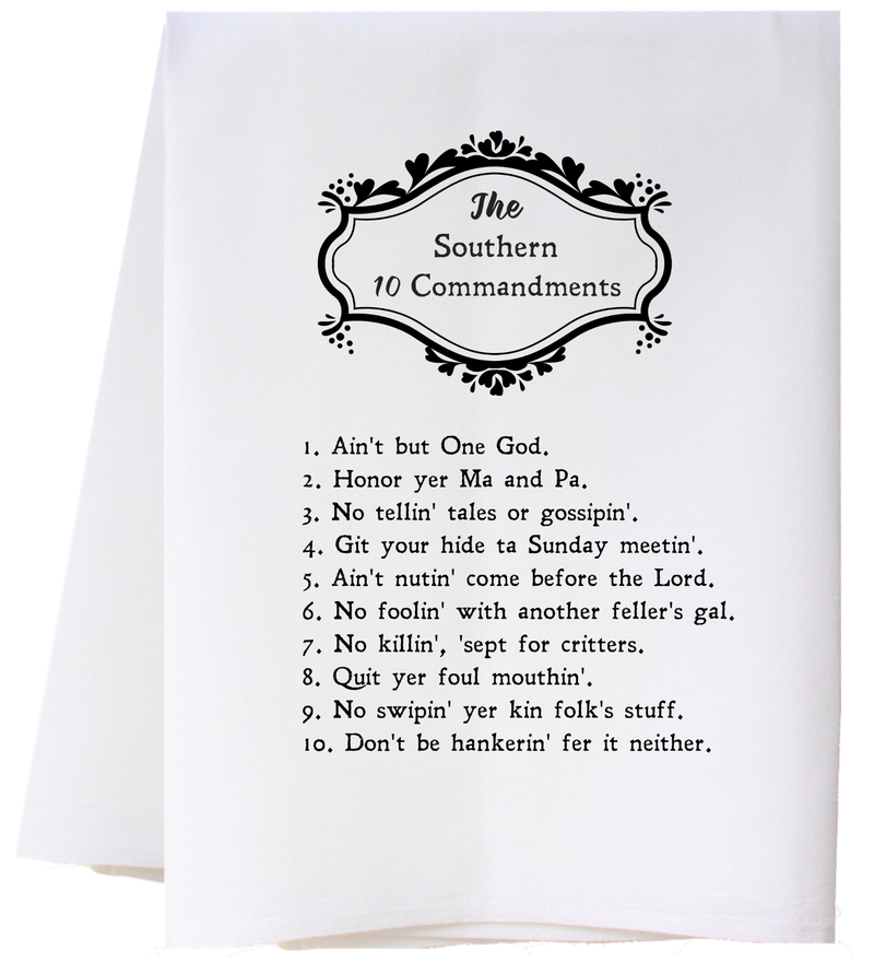 Southern 10 Commandments Tea Towel