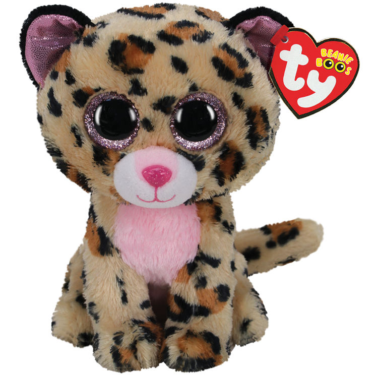 Ty LIVVIE 6" Brown/Pink Leopard Beanie Boo