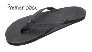 Premium Leather Ladies' Narrow Strap Single Layer Rainbow Sandals - Black