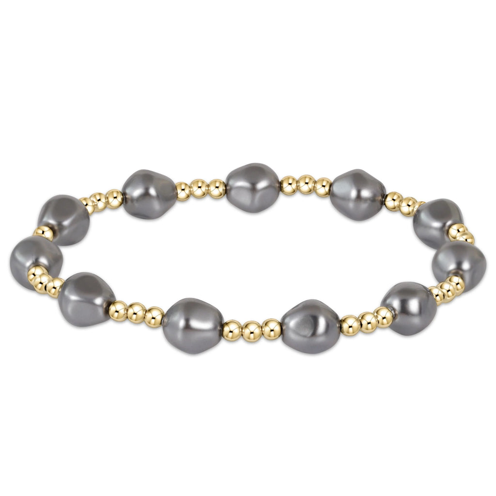 Enewton Dark Grey Pearl Admire Pattern 3mm Gold Bead Bracelet