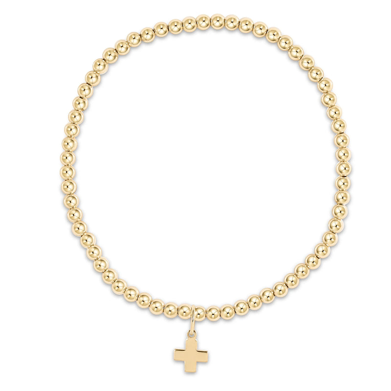 Enewton Signature Cross Gold Charm Classic Gold 3mm Bead Bracelet