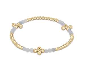 Enewton Signature Cross Gold Bliss 2.5mm Bead Bracelet - Aquamarine