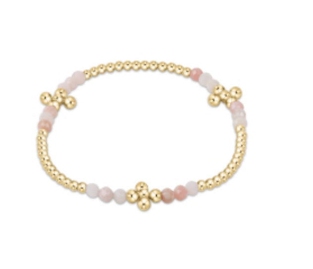Enewton Signature Cross Gold Bliss 2.5mm Bead Bracelet - Pink Opal