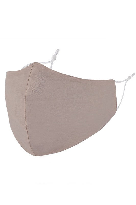 Non-Medical Solid Washable & Reusable Fashion Face Mask with Seam & Adjustable Earloop - Beige