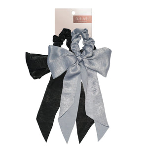 Kitsch Black/Gray Satin Scarf Scrunchie 2pc Set