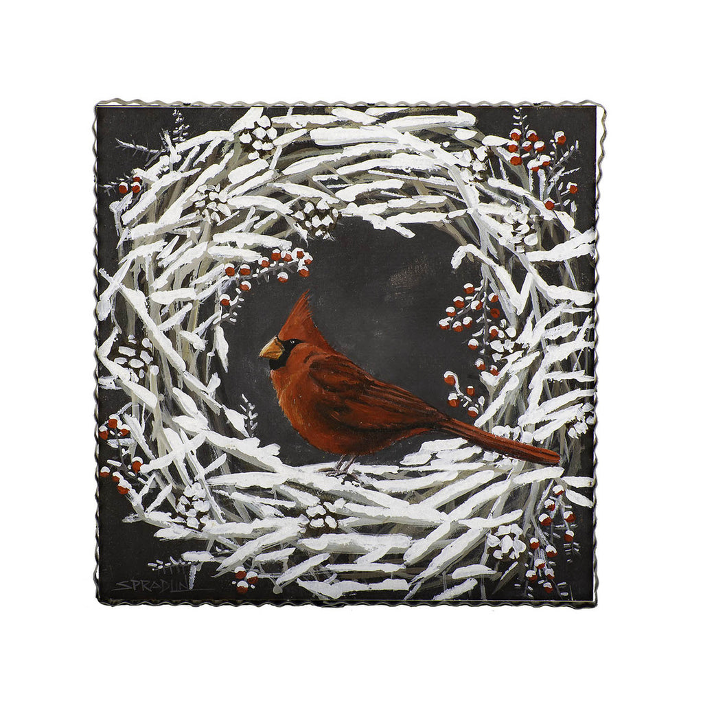 Roundtop Collection Gallery Cardinal Snowy Wreath Print