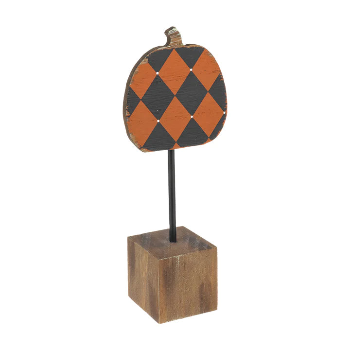 Harlequin Pumpkin on Base Shelf Sitter