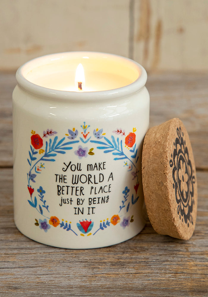 Natural Life Better World Corked Candle