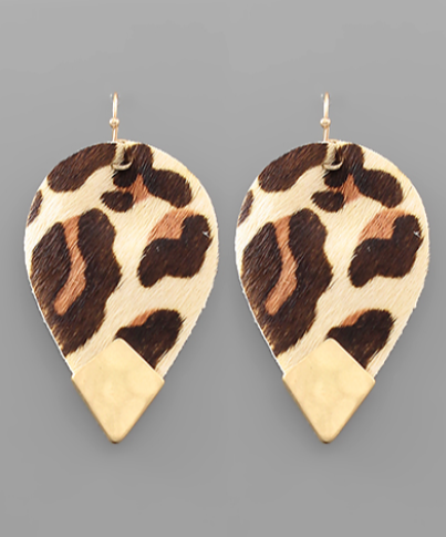 Capped Print Leaf Earrings