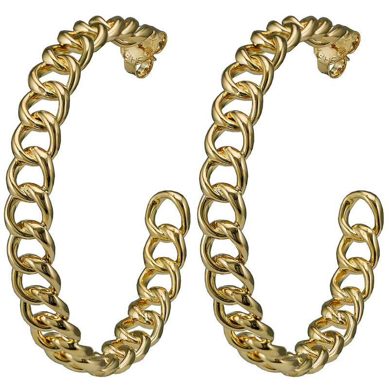 Gold Sheila Fajl Chain Hoop Earrings