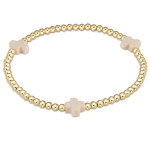 Enewton Off-White Signature Cross 3mm Gold Bead Bracelet