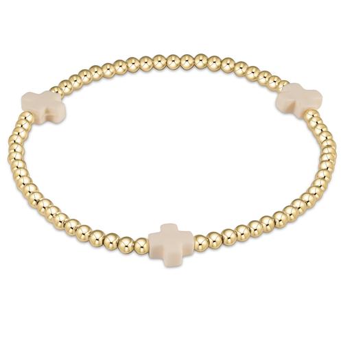 Enewton Off-White Signature Cross 3mm Gold Bead Bracelet