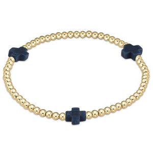 Enewton Navy Signature Cross 3mm Gold Bead Bracelet