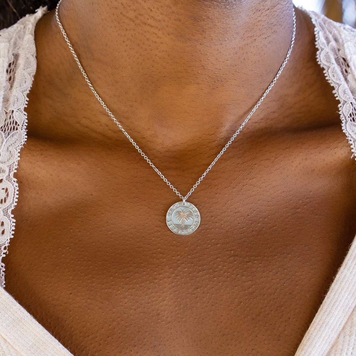 Pura Vida Medallion Necklace Silver PB J Archdale