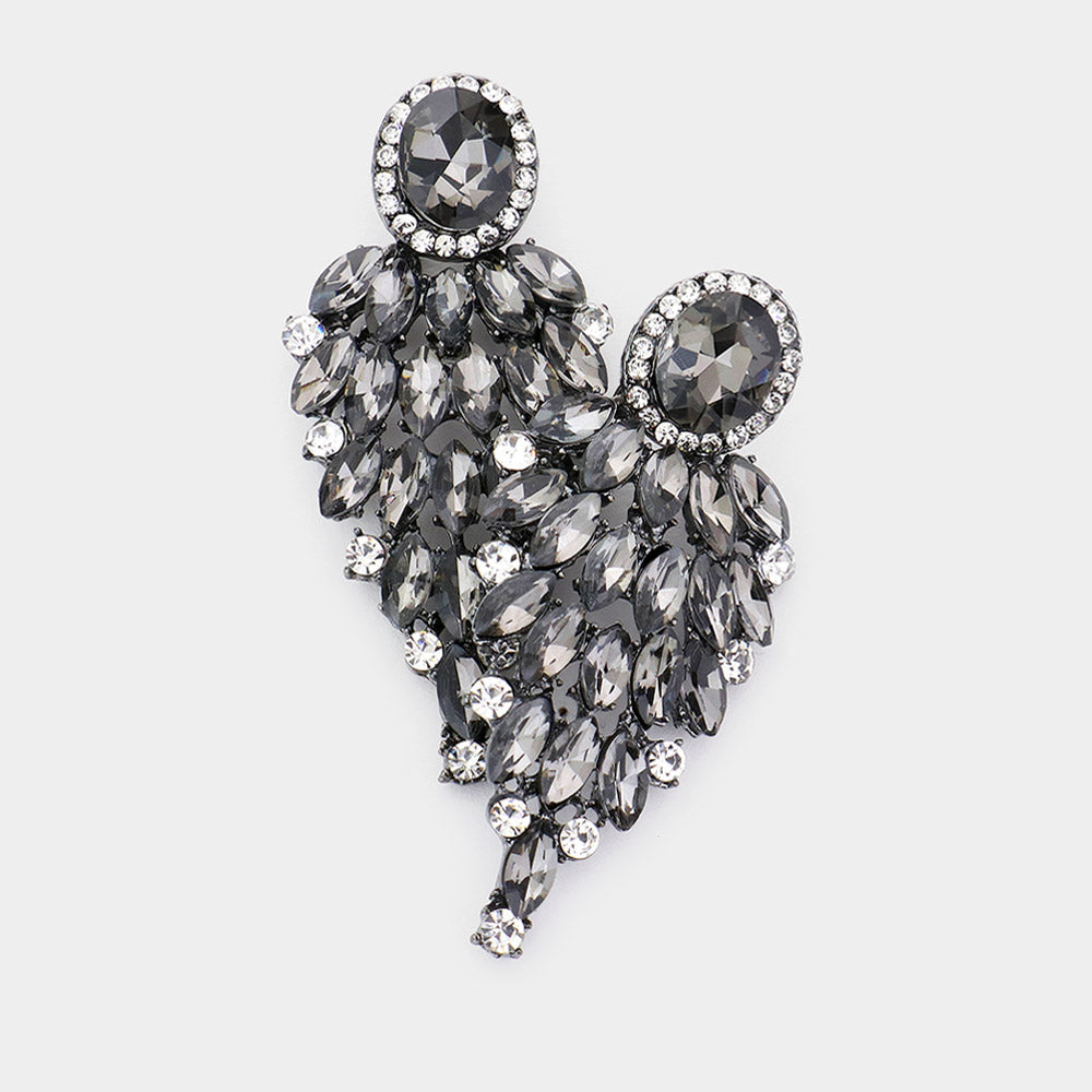 Black Diamond Marquise Stone Cluster Vine Earrings