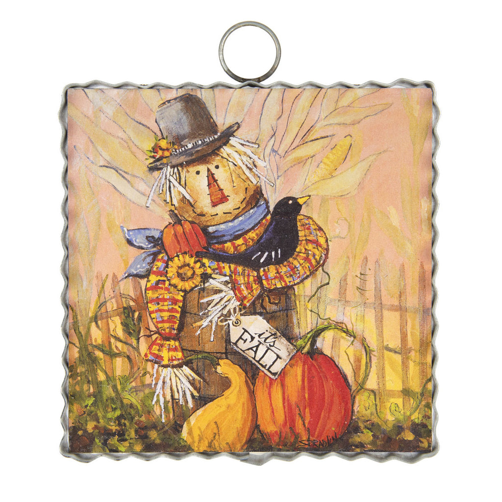 Roundtop Collection Mini Scarecrow In A Barrel Print
