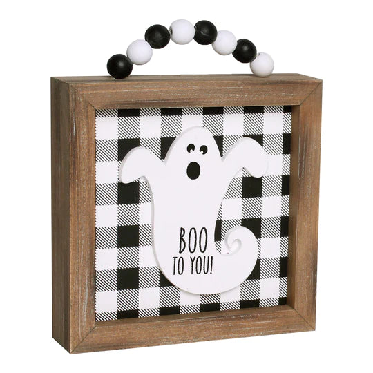 Ghost Framed Sign with Beads