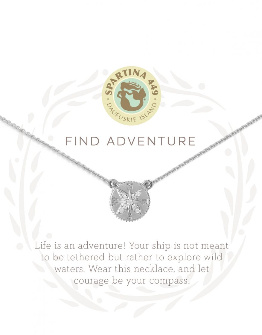 Spartina Sea La Vie Silver Find Adventure Compass Necklace