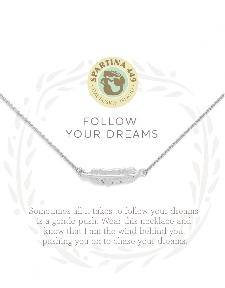 Spartina Sea La Vie Silver Follow Your Dreams Feather Necklace